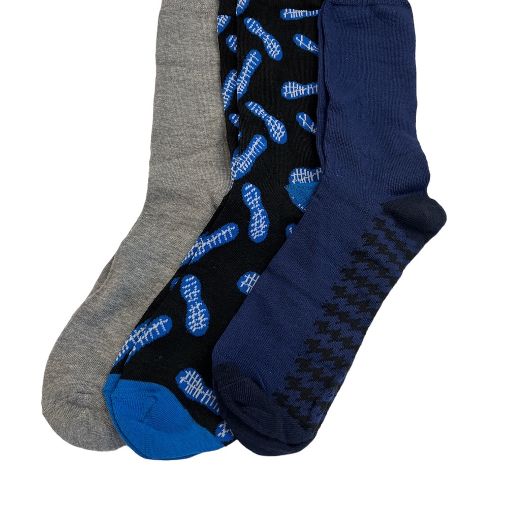 Men’s Crew Socks New Boxed Gift Set- 3 Pack- Navy Blue/Gray Theme
